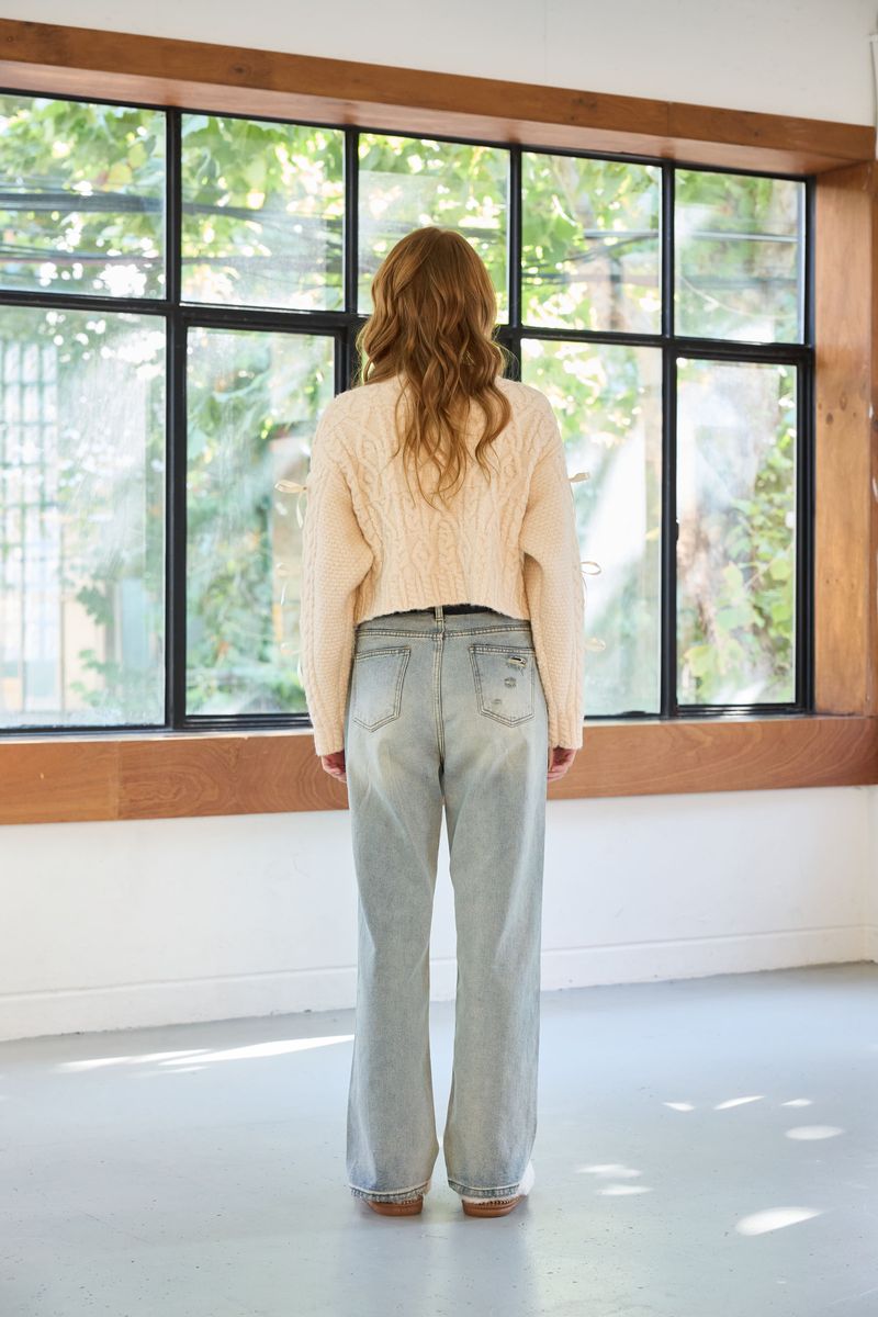 WHIMSICAL WOOL RIBBONE KNIT / IVORY