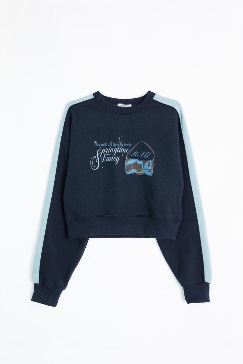 NAVY BAG CROP SWEATSHIRT (fleece)