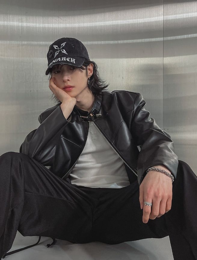 Kent western buckle leather jacket