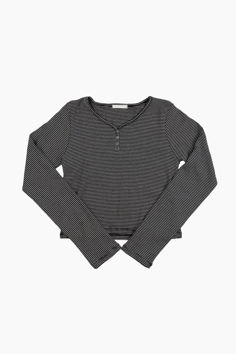 Bane stripe henley crop tee