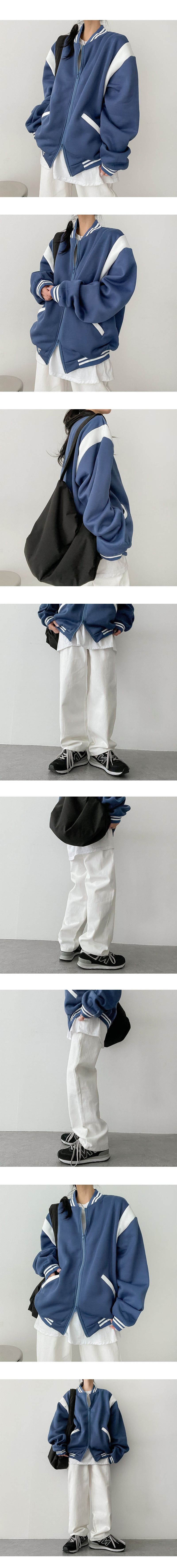 Soft Fleece-Lined Boxy Line Two-Way Color Jumper