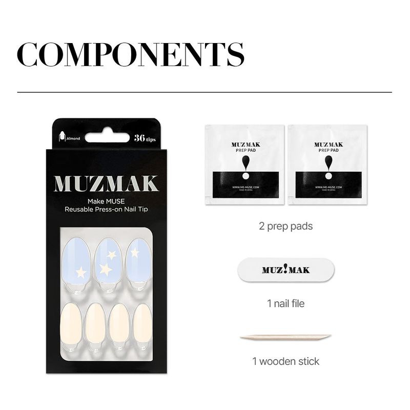 MUZMAK Reusable Nail Tip Starry(Almond)