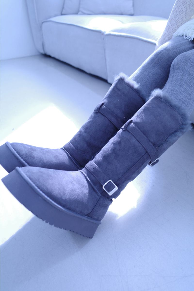 pom pom buckle long ugg boots