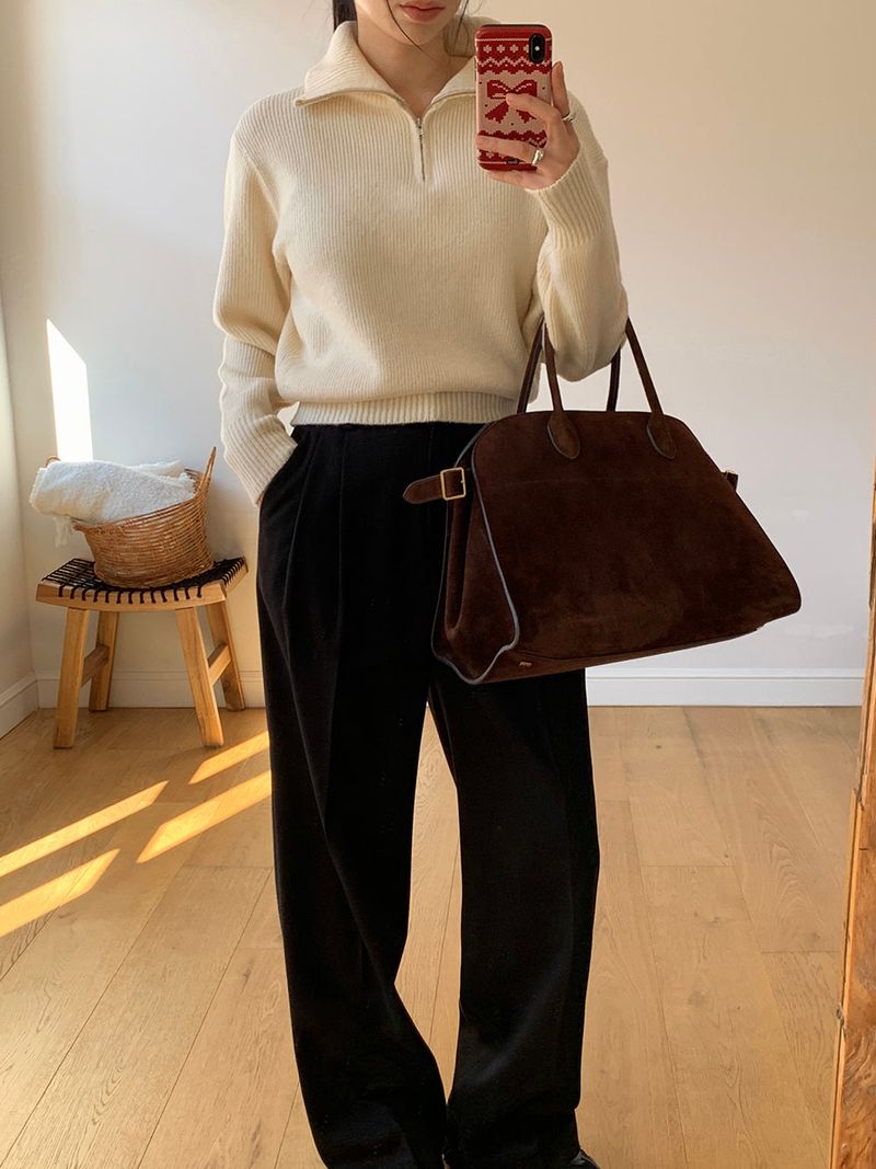 [MADE] [Wool Napping] Winter Warm Pintuck Wide Slacks