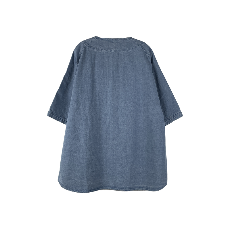 Baseball denim short-sleeved shirt