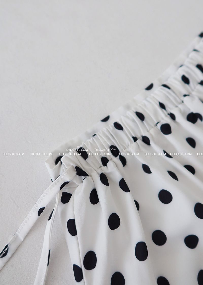Dot Polka Dot Back Banding Midi Skirt