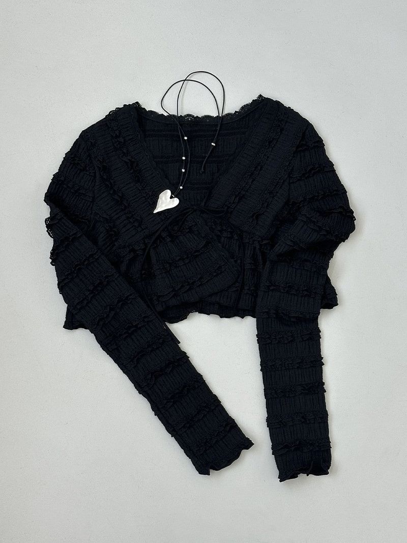LACE STRAP CARDIGAN / IVORY