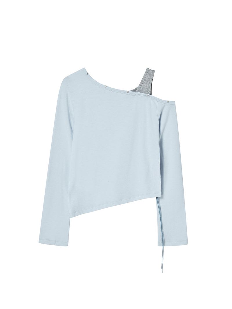 EYELET OFF SHOULDER L/S (LIGHT BLUE)
