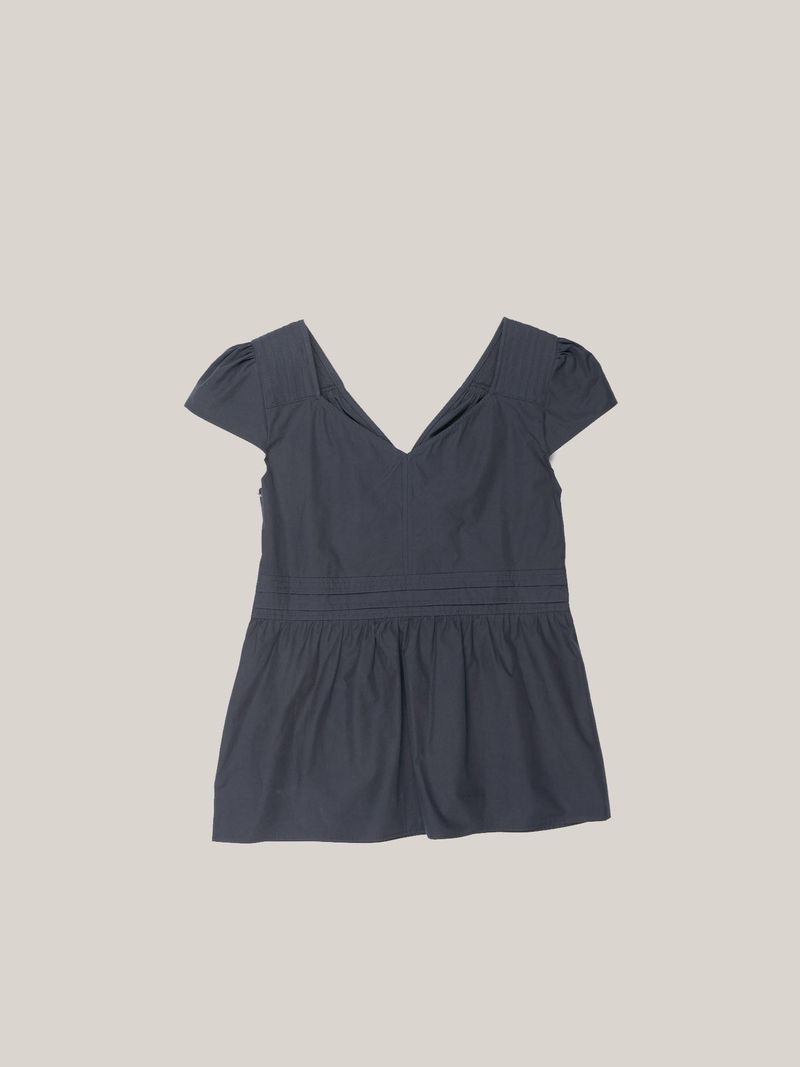 PUFF PIN TUCK BLOUSE [ NAVY ]