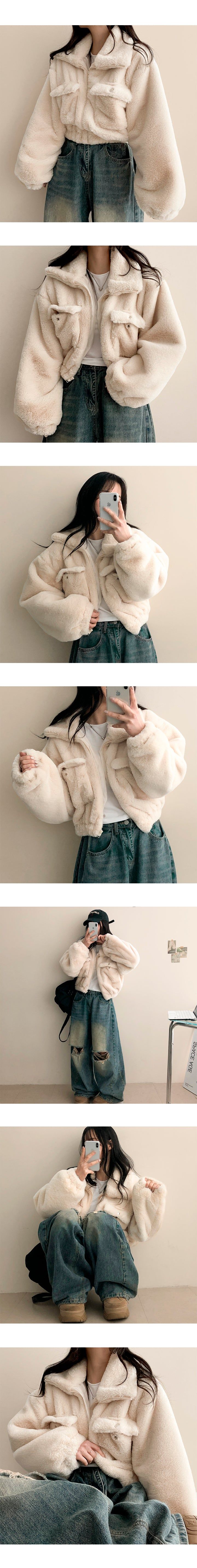 Pocket High-neck Cropped Jumper