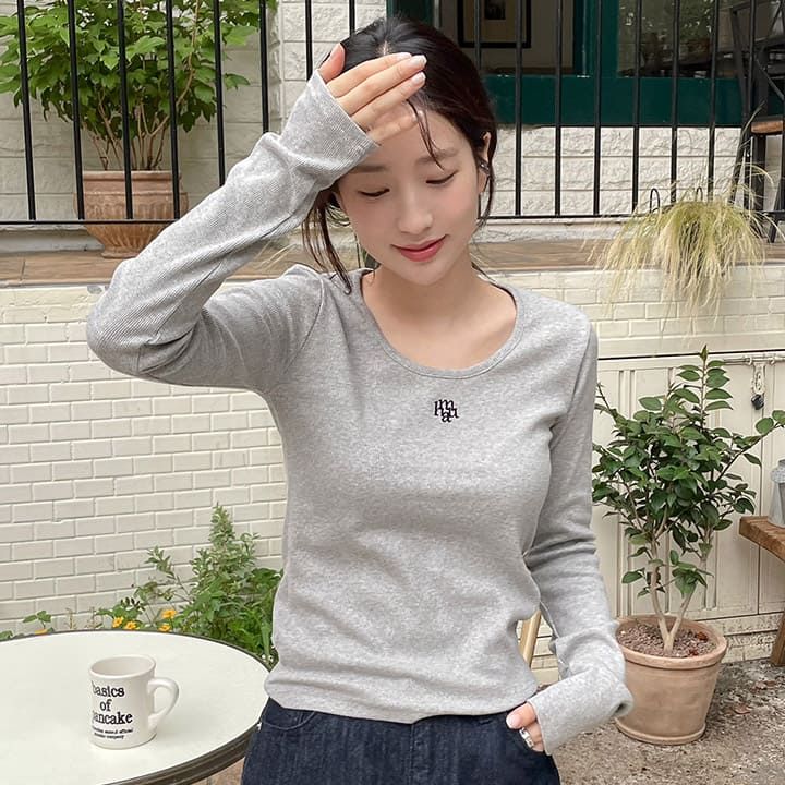 STITCH U NECK LONG SLEEVE T-SHIRT