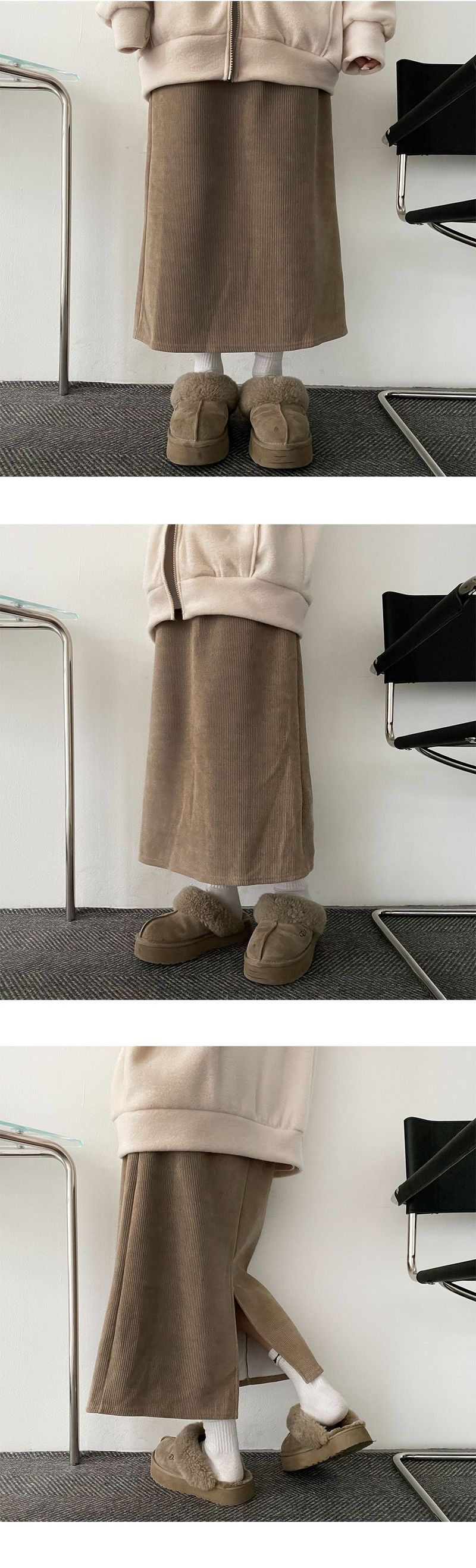 [Fleece] Tayo Back Slit Corduroy Skirt