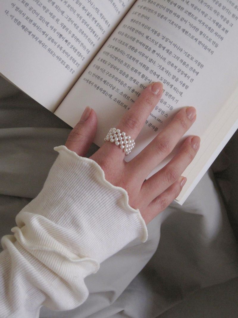 Tiny Beads Ring (Faux pearl)