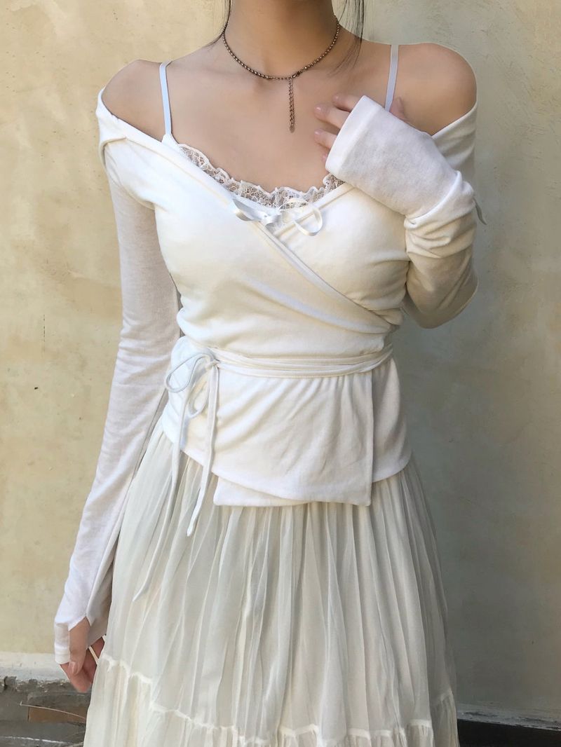 Lumi V-Neck Collar Wrap Long Sleeve Tee