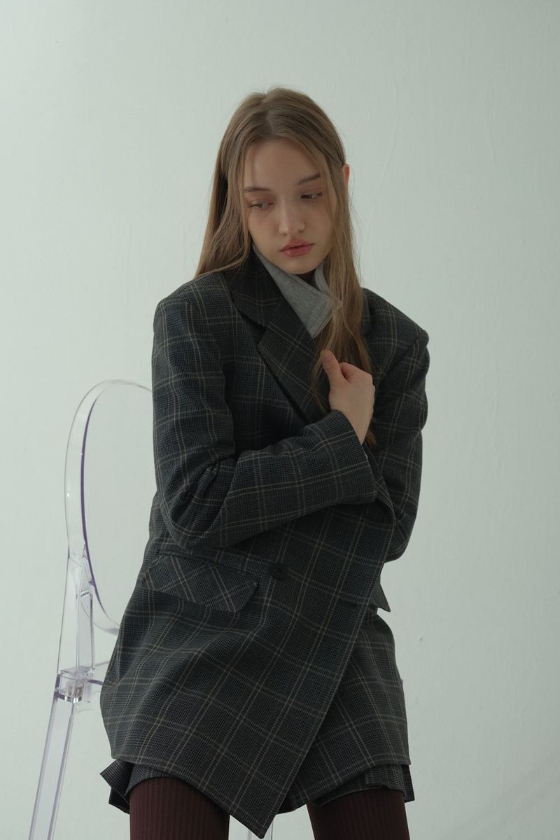 GLAM CHECK DOUBLE JACKET_BLACK