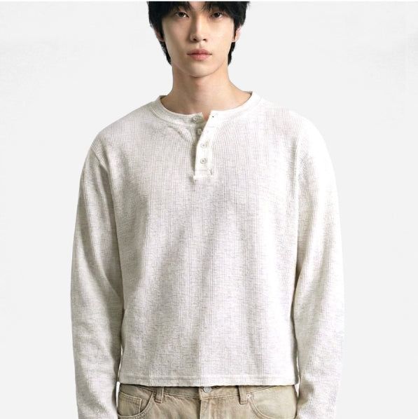 UNDEROFF（アンダーオフ）の「Waffle Crop Henley Neck T-shirt Ivory（Tops）」