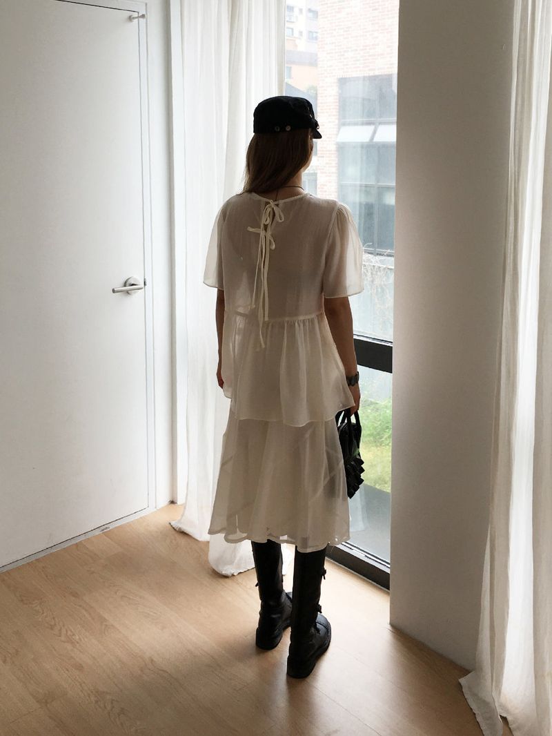 Sheer back ribbon blouse