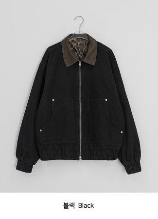 Lano Washing Color Matching Collar Work Jacket