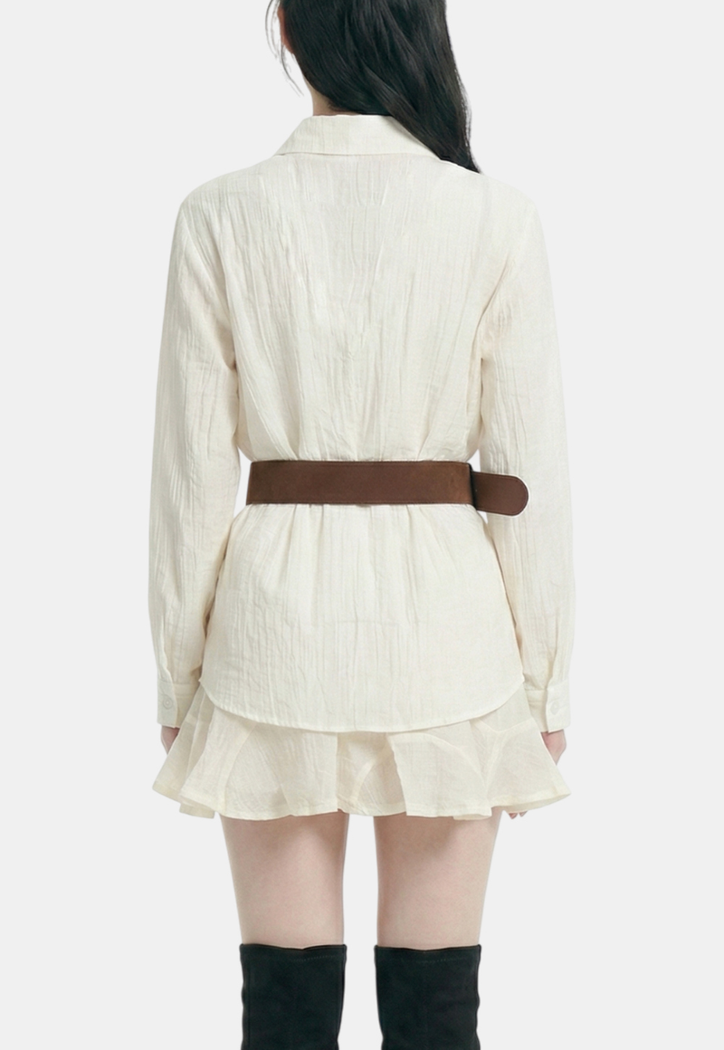Roen Wrinkle Shirt Skirt Set