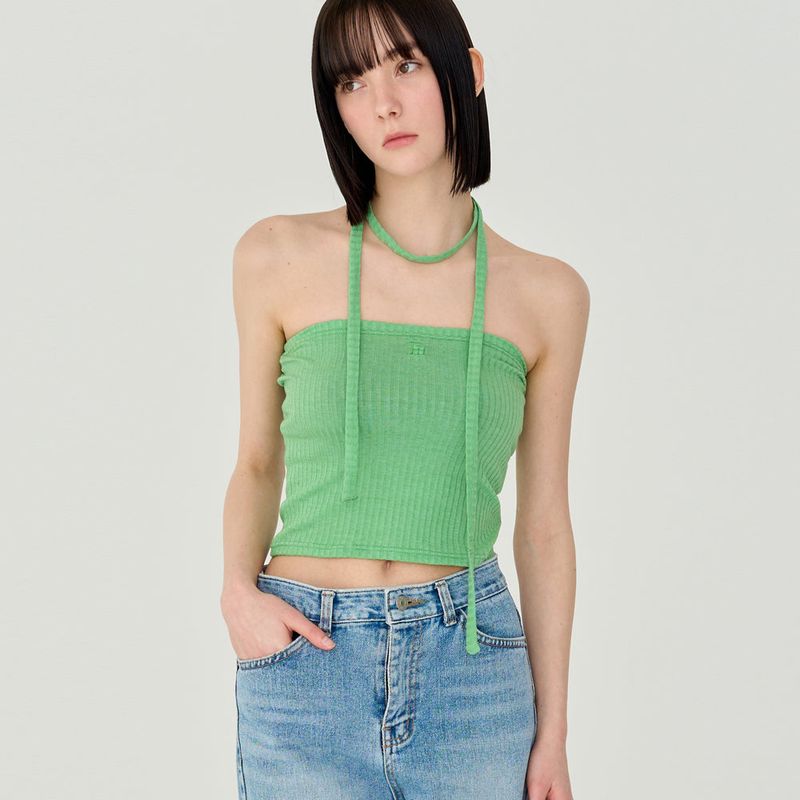 LOGO STRIPE STRAP TUBE TOP (GREEN)