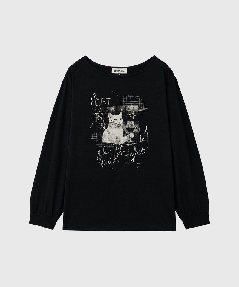 ボートネックルーズフィット グラフィックTシャツ