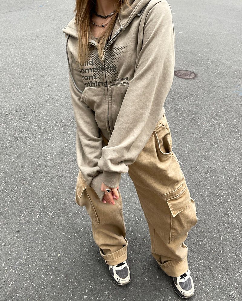 Crop dot hood zip-up