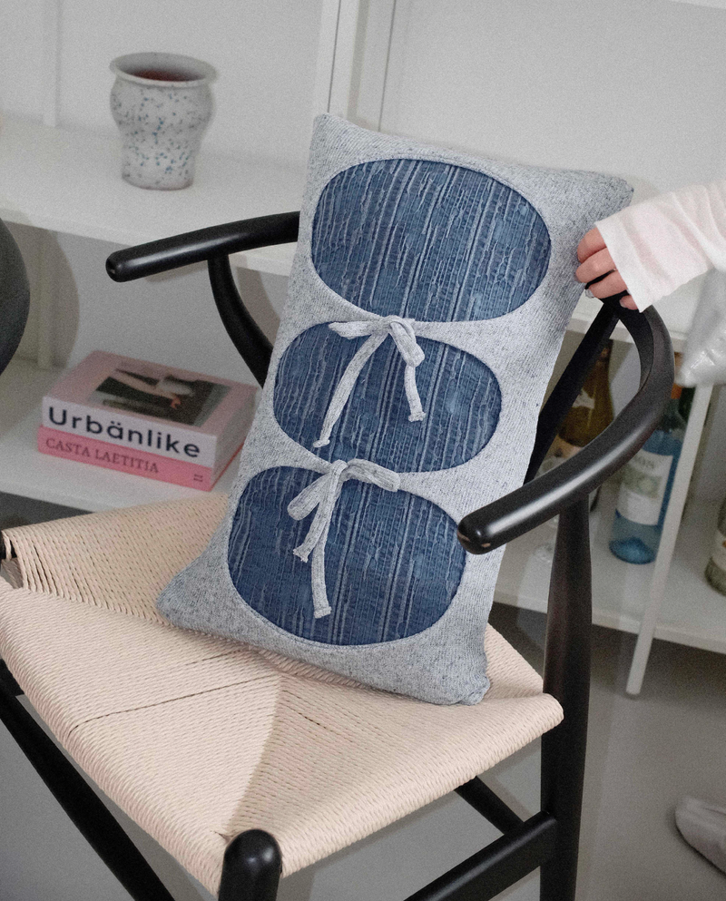 DENIM RIBBON CUSHION