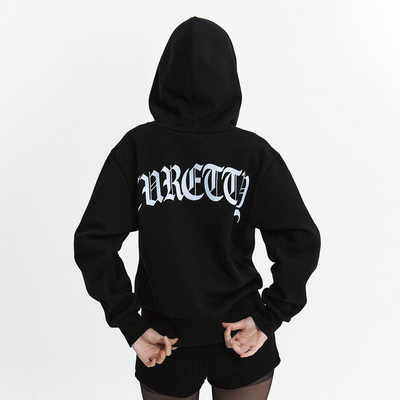 Curetty（キュリティ）の「C VELVET LOGO FLEECE ZIP-UP HOODIE_BLACK（Tops）」