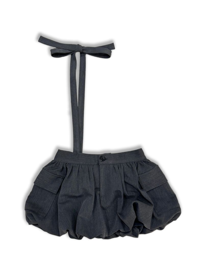 BALLOON POCKET MINI SKIRT PANTS / CHARCOAL