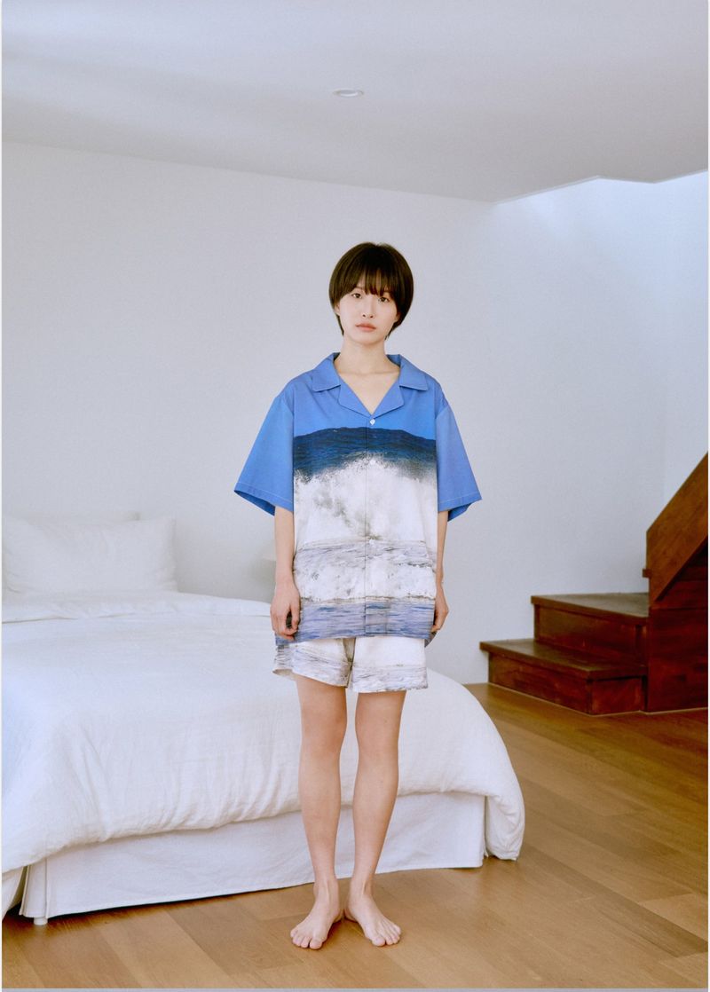 nature blue wave pajama set