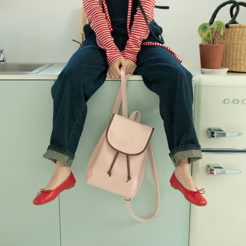 nylon backpack_baby pink