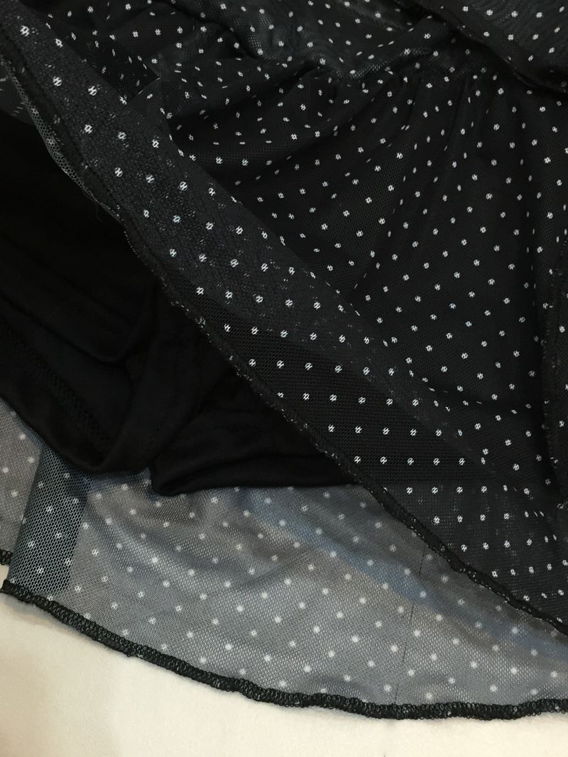 Dot Ribbon Strap Skirt (Black