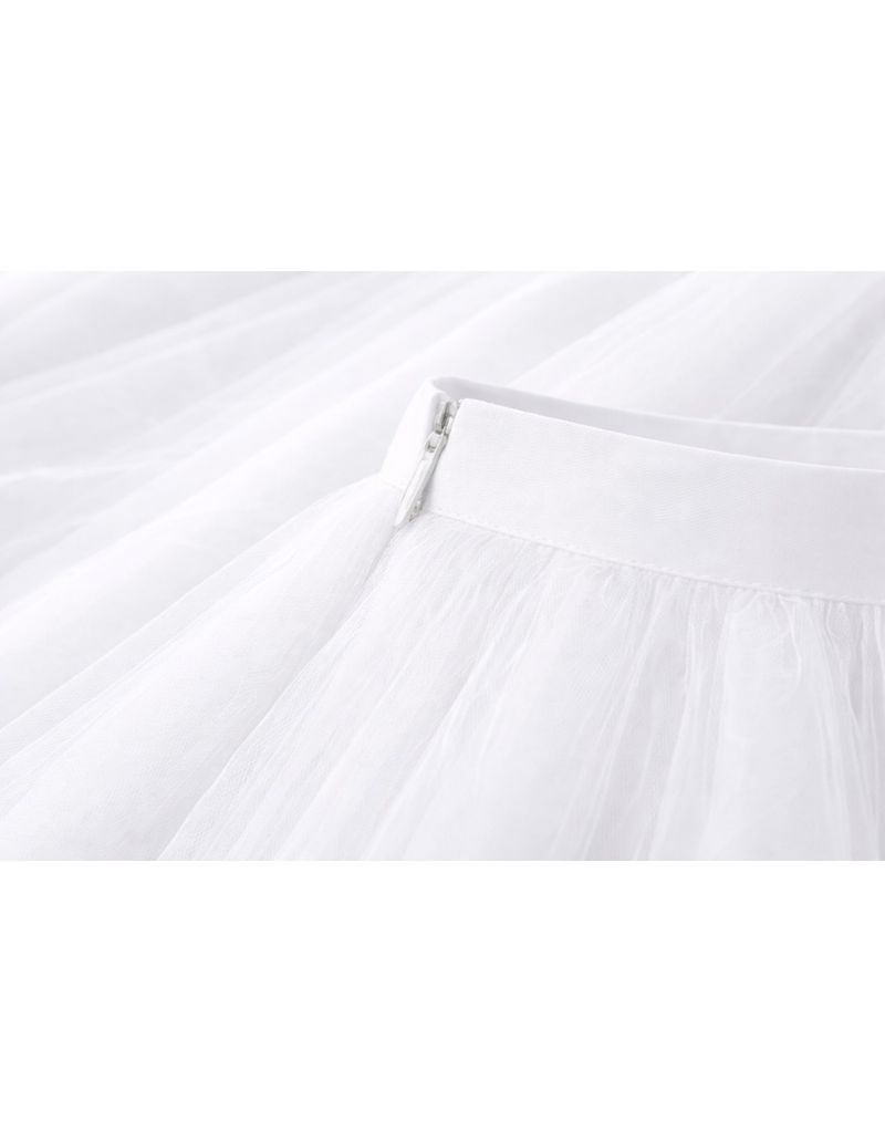Sera Balletcore Tulle Volume Midi Skirt White