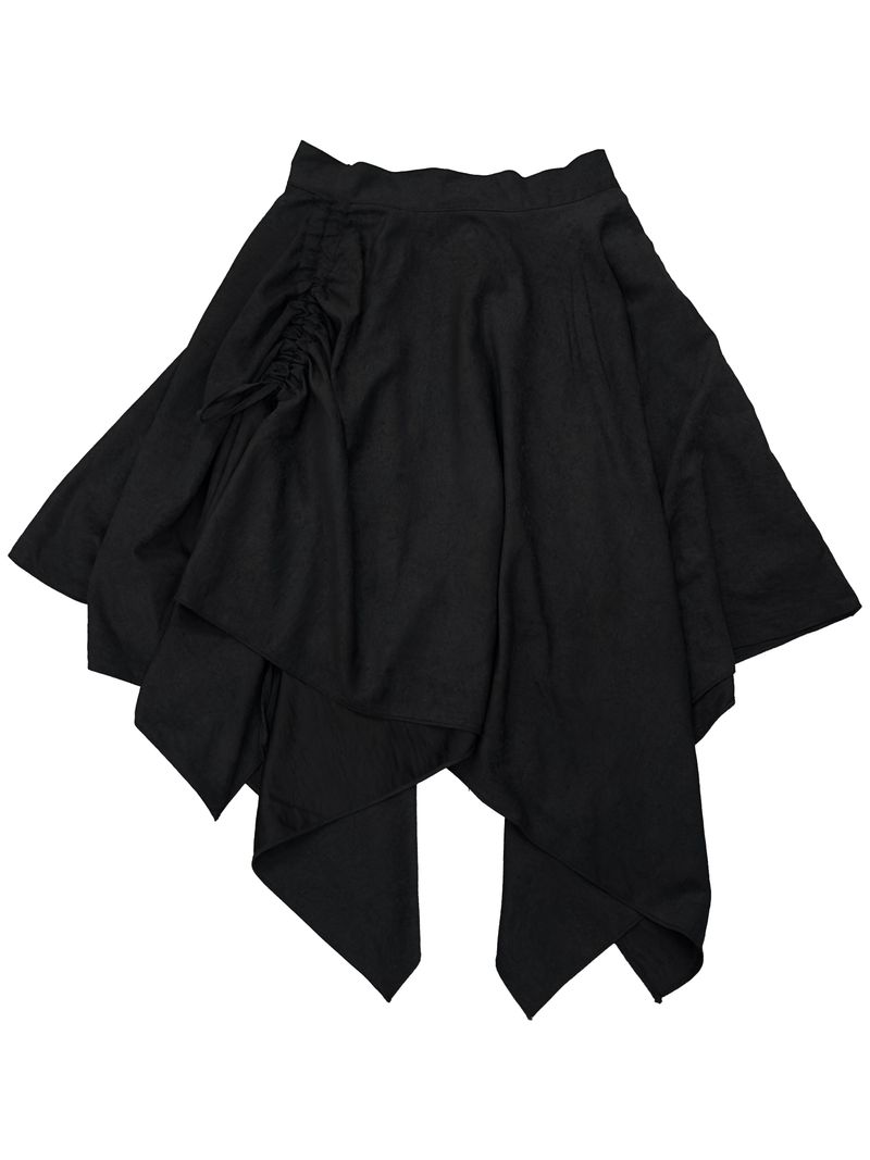 suede shirring draped skirt