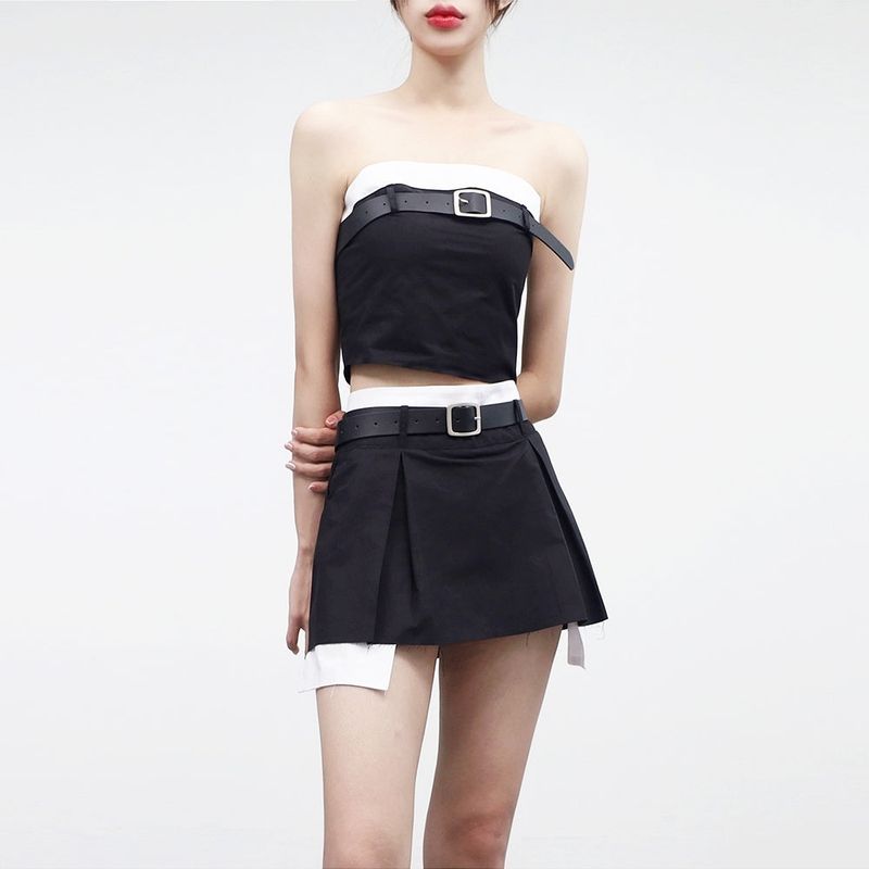 [NONCODE] Artify Coloring Tube Top + Pleated Skirt (Belt Set)