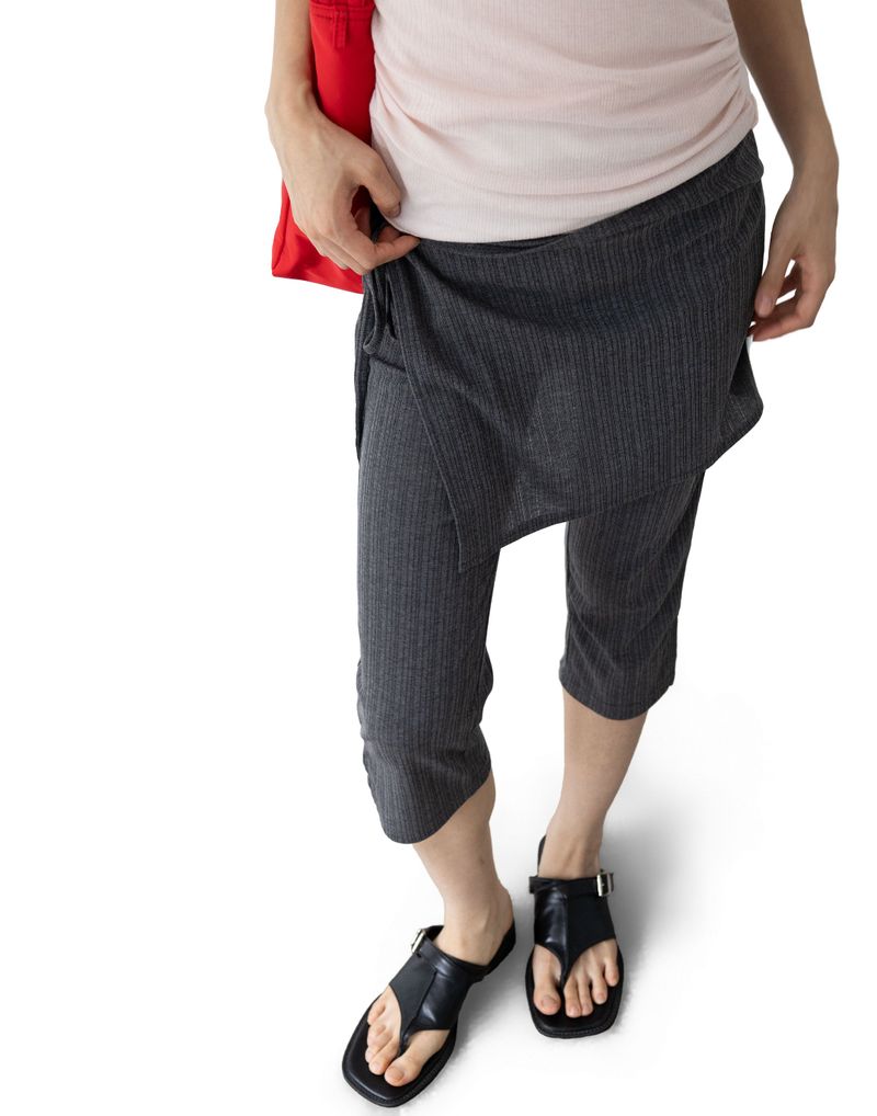 Ribbed Capri Wrap Pants