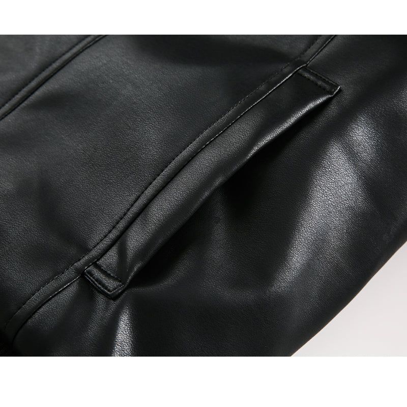 Black Fur Leather Quilted Jacket