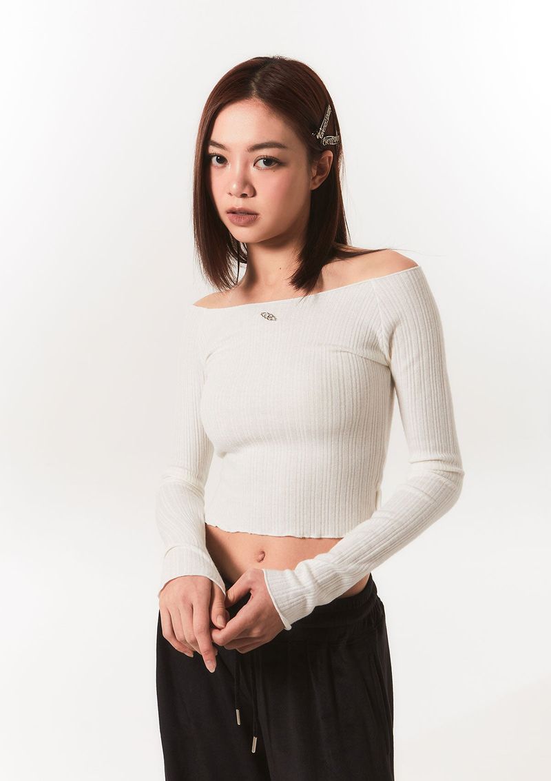 smooth off shoulder top - ivory