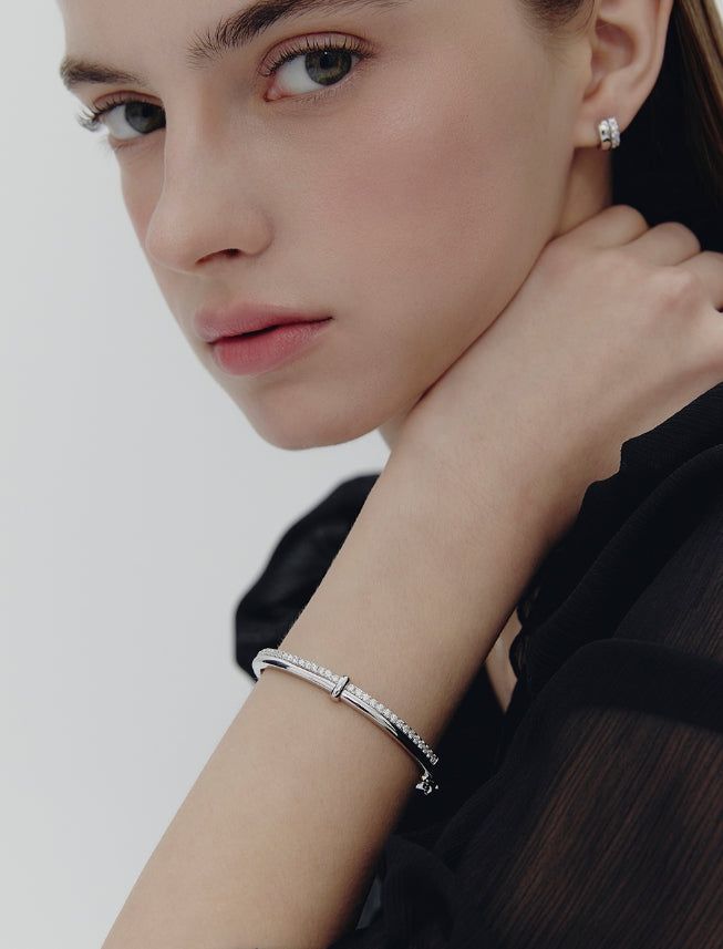 26SS★ H-Link AB(W) Duo Line Pave Bangle