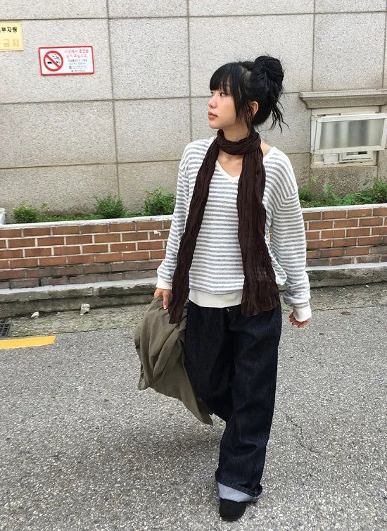 Luzern Non-Fade Button Wide Denim Pants