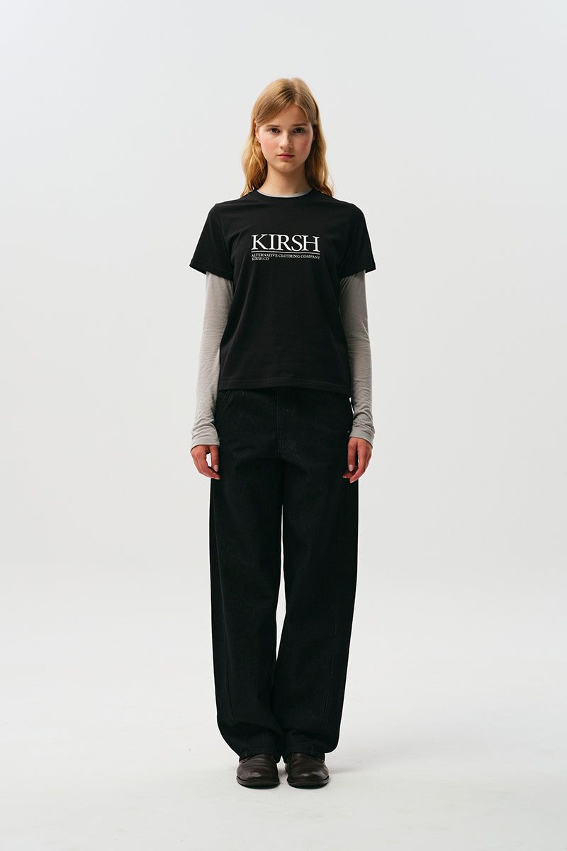 UNI CURVED FIT DENIM PANTS [BLACK]