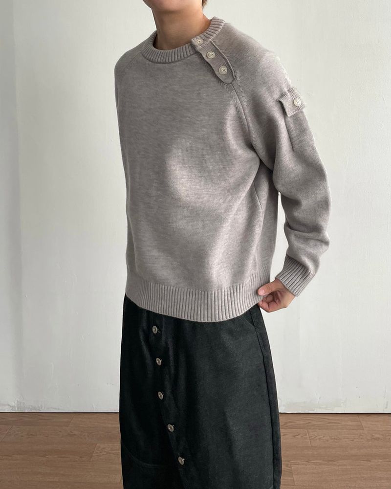 Bis Diagonal Button Knit