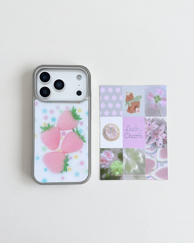 【MADE】Milky Strawberry Star Silver Bumper Case