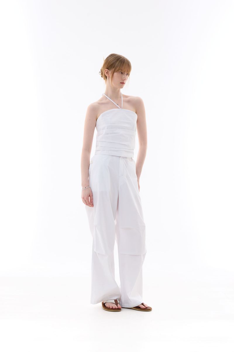 BIJOU PPINTUCK BANDING PANTS / WHITE