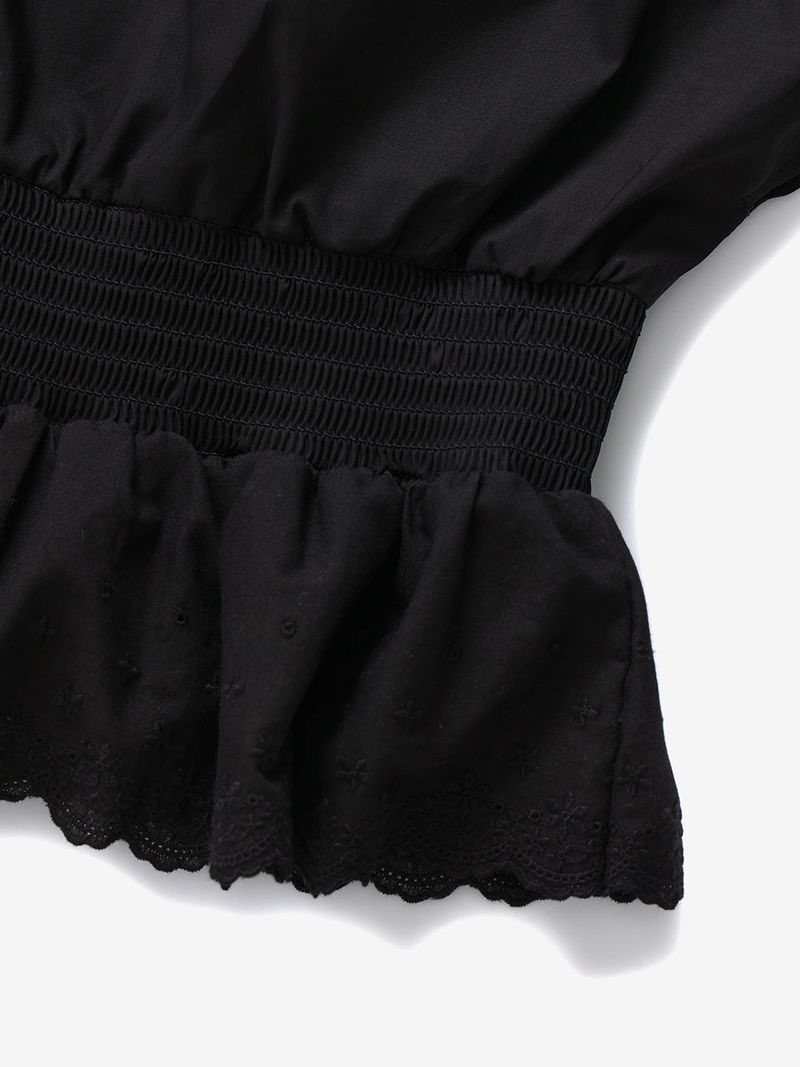 Drape lace blouse (Black)