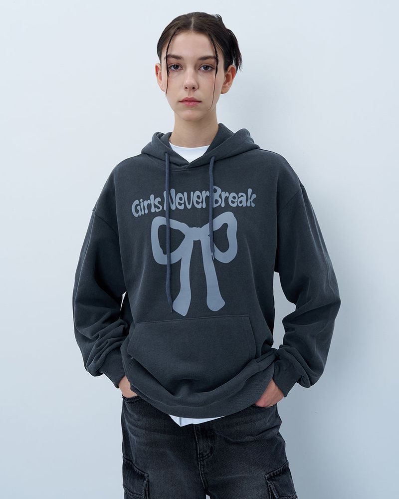 NEVER BREAK PIGMENT HOODIE-CHARCOAL