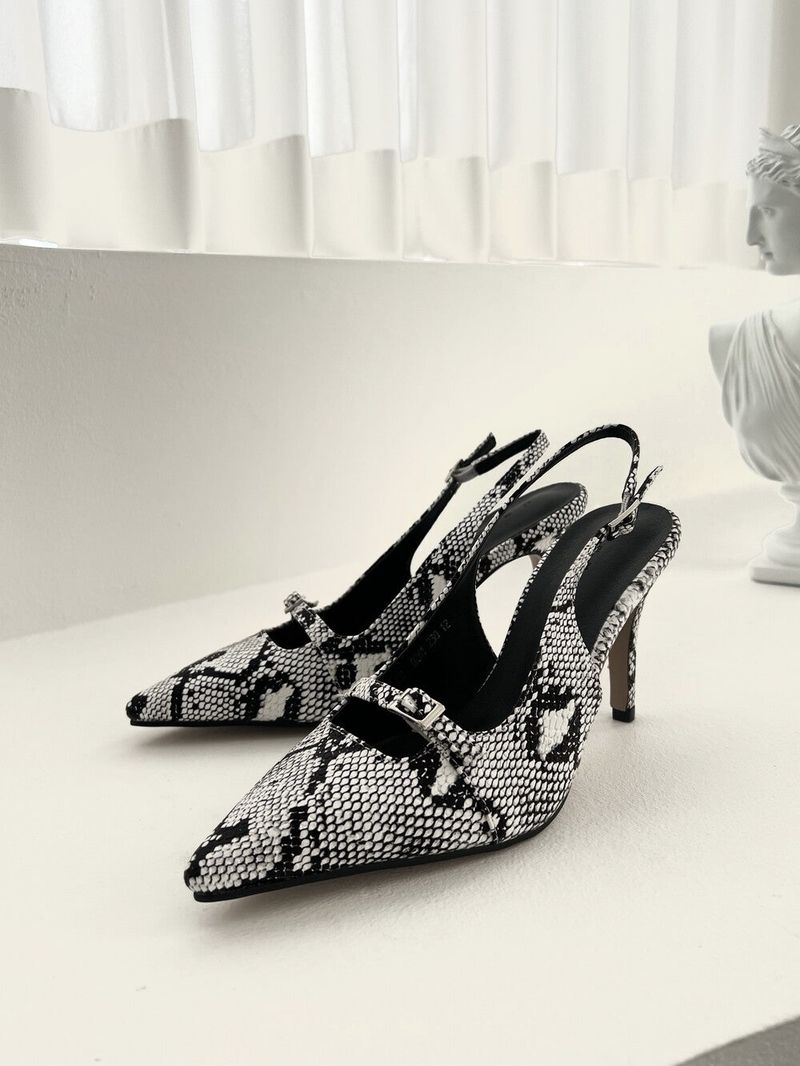 1037. Buckle python stilettos slingback (2color)