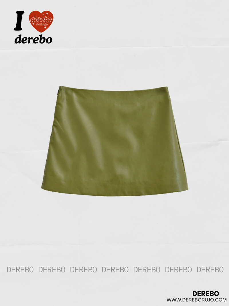 dereborujo（ドレボルゾー）の「Olive leather A-line mini skirt（Skirts）」