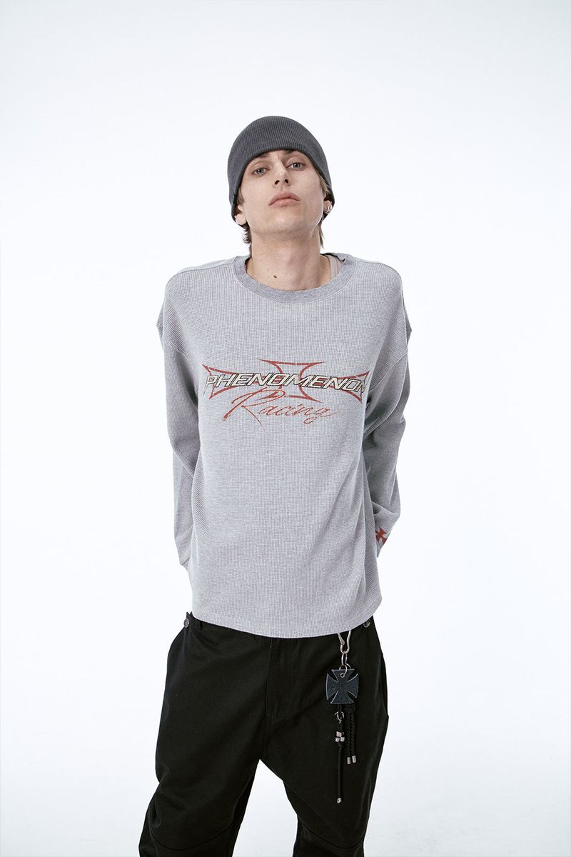 ETCE（イーティーシーイー）の「レーシングフェノメノンワッフル長袖Tシャツ (グレー)         （トップス）」