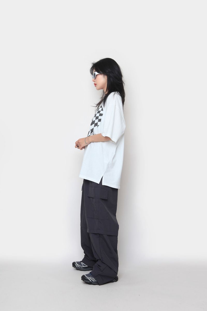 back zipper nylon cargo pants